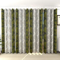 panipat textile hub 213 cm (7 ft) Door Polyester Semi Transparent Curtain (Pack Of 4)-picture-22