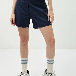 bewakoof Solid Women Blue Casual Shorts-picture-26