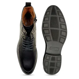 HX London Men Textured Leather Biker Boots image 5