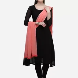 lereliable Chiffon Solid Peach Women Dupatta image 2