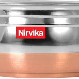 nirvika Stainless Steel Serving Bowl patila tapeli 3 pc Copper Bottom Handi set with Lid Cooking Bowl/Dish image 5
