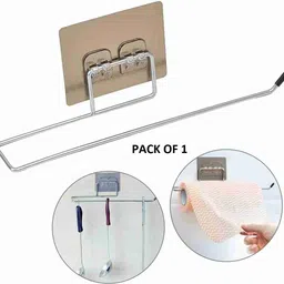 flyingwing Tissue Towel Bar holder with Adhesive pad for multipurpose usage Silver Towel Holder-picture-17