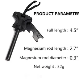 edust HeavyDuty BigSize MagnesiumRod FireStarter with Metallic Multifunctional Scraper Flintsteel & Magnesium Fire Starter Striker Included image 3