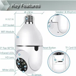 OSM WiFi PTZ Bulb Camera IR 1080P HD Home Mobile Live View 2Way Audio Night Vision Security Camera image 3