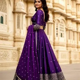 pmd fashion Embroidered Semi Stitched Lehenga Choli image 4