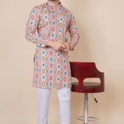 almora Men Embroidered Cotton Blend Straight Kurta image 5