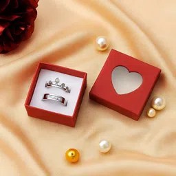 lovegift Red Rose Gift with Heart Shaped Gift Box, Couple Ring & Love Card Red, Gold Rose Artificial Flower image 3