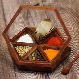 asha art Spice Set Glass, Wooden-picture-17