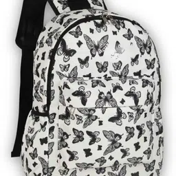 Medium 25 L Laptop Backpack Stylish Black & White Butterfly Print Backpack for School & Travel-image-36
