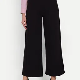 broadstar Women Loose Fit Black Lycra Blend Trousers-picture-12