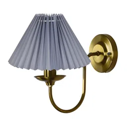 homesake Antique Brass Wall Sconces Lighting Fixture, E27, Fabric Shade, Brass, Pleated Grey image 4