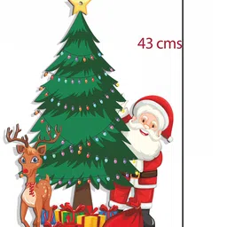 SAF Green & Red Wooden Christmas Tree Decoration Wall Hanging image 2