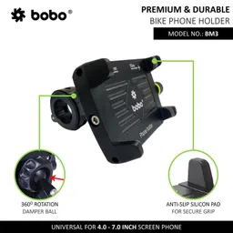 BOBO BM3 Aluminium Waterproof Bike/Motorcycle/Scooter Mobile Phone Holder Mount, Ideal for Maps and GPS Navigation (Black) image 2