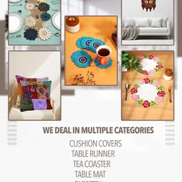 YWULY Black & Gold Toned Floral Beaded Table Placemats image 2