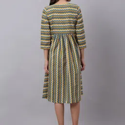 KALINI Women Multicoloured Geometric Striped Keyhole Neck Flared Sleeves Quirky Anarkali Kurta image 4