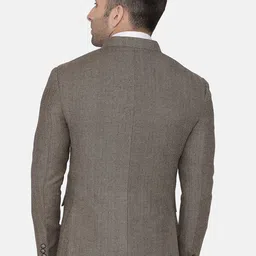 Wintage Men Brown Self Design Regular-Fit Bandhgala Blazer image 3