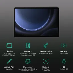 SAMSUNG Galaxy Tab S9 FE Plus Wi-Fi Android Tablet (12.4 Inch, 8GB RAM, 128GB ROM, Gray) image 3