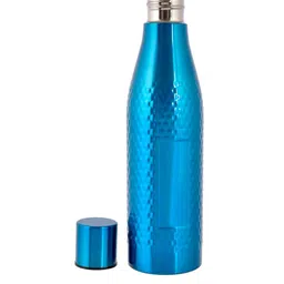Kuber Industries Set Of 2 Blue Hammered Stainless Steel Water Bottles image 3