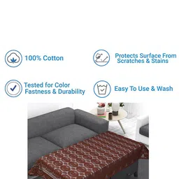 Dakshya Industries Brown Self Design 4-Seater Rectangle Cotton Table Cover image 2