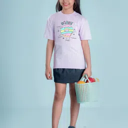 NUSYL Girls Graphic Printed Drop-Shoulder Sleeves Oversized T-shirt image 3