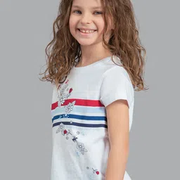 Beverly Hills Polo Club Girls White & Red Floral Printed T-shirt image 5