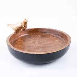 GIBOX Mango Wood Serving Bowl with Two Bird Decor, 30 Cm, for Dry Fruits and Nuts Kitchen Home Central Table Accent image 5