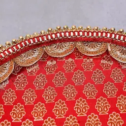 DecorTwist Floral Decorative Pooja Thali With Roli Chawal Platter image 4