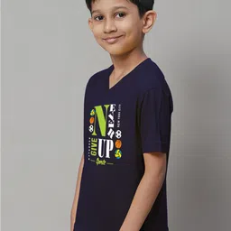 Friskers Boys Typography Printed V-Neck Pure Cotton Slim Fit T-shirt image 3