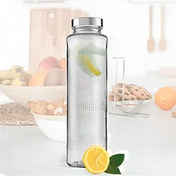 tyche enterprises Transparent & Steel Set of 4 Glass Solid Water Bottle image 5