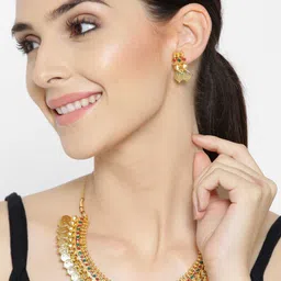 Anouk Gold-Plated & Pink Stone Studded Temple Necklace & Earrings-picture-19