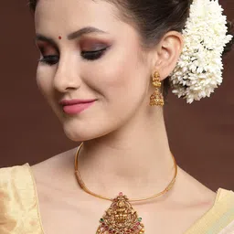 PANASH Gold-Plated Stone-Studded Jewellery Set image 4