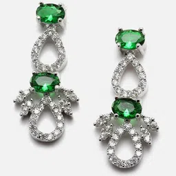 ZENEME Rhodium-Plated Stone-Studded Jewellery Set image 4