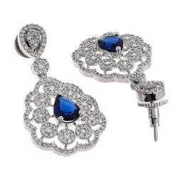 Voylla Rhodium-Plated CZ Studded Teardrop Cut Jewellery Set image 2