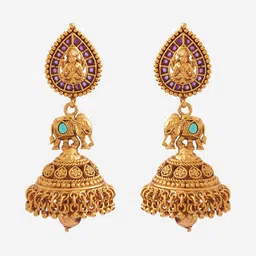 Kushal's Fashion Jewellery Gold-Plated Ruby Antique Jewellery Set image 2