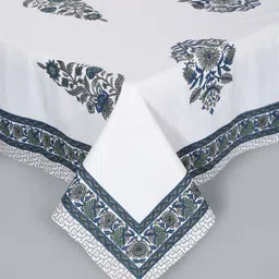 Rajasthan Decor White & Green Ethnic Motifs 180 TC King Bedsheet with 2 Pillow Covers image 4