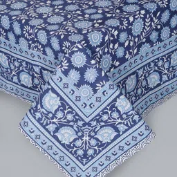 Rajasthan Decor Blue & White Floral 180 TC King Bedsheet with 2 Pillow Covers image 4