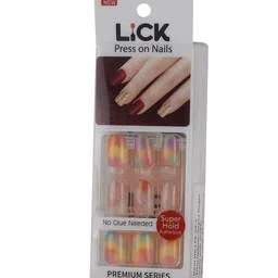 LICK 12 Pcs Tie and Dye French Manicure Artificial Press On Nails With Application Kit image 3