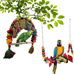 jainsons pet products Bird Parrot Parakeet Budgie Cockatiel Cage Hammock Swing Toy Hanging Toy Wooden Training Aid For Bird-picture-27