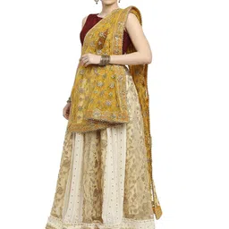 dupatta bazaar Net Embellished Yellow Women Dupatta image 5