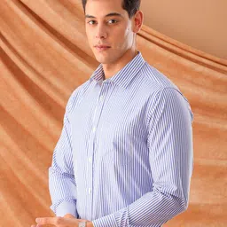 the indian garage co. x luxe Luxe by TIGC Slim Fit Striped Spread Collar Formal Shirt image 3