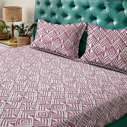 hosta homes Abstract 300 TC Polycotton King Size Flat Bed Sheet With 2 Pillow Covers image 2