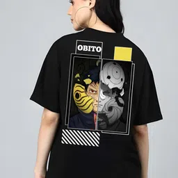 kaido Women Graphic Print Round Neck Pure Cotton Black T-Shirt-picture-39