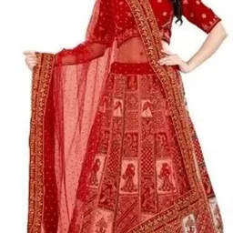 jhanjari Net Embroidered Red Women Dupatta image 2