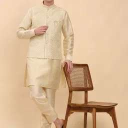 pro ethic Men Jacquard Kurta Pant Ethnic Jacket Set-picture-15