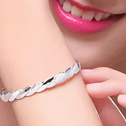 MYKI Women Silver-Plated Cubic Zirconia Kada Bracelet image 4