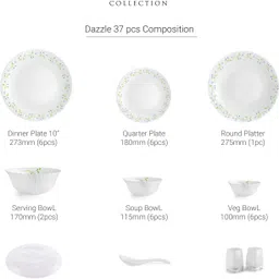 cello Pack of 37 Opalware Dazzle Tropical Lagoon-37 Dinner Set image 4