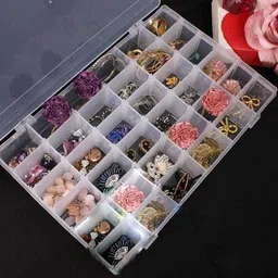 foscadit 36 Grids Clear Plastic Storage Box with Adjustable Dividers Organizer Pills Drugs Earrings Bead Jewelry Small Storage Box Case 36 Grids Clear Plastic Storage Box Vanity Box image 4