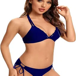 verma creation Woven Women Bikini Blue Swimsuit image 4