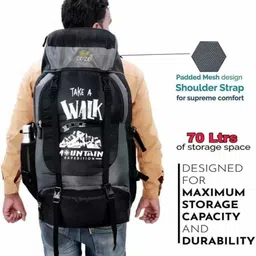 zozo enterprises Travel bag trekking bag mountaineering bag Rucksack - 65 (Black, Red) Rucksack- 65 L image 2