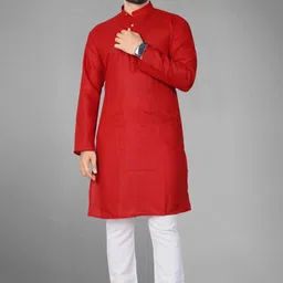 dhasu trendz Pack of 2 Men Solid Jacquard, Cotton Blend Straight Kurta image 4